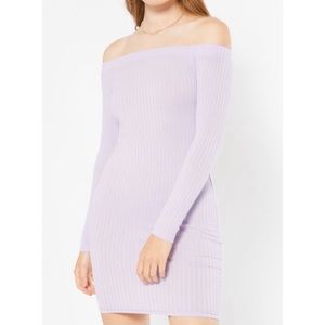 Lavender Off The Shoulder Bodycon Dress